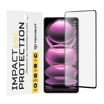 Ochranná fólia na displej Techsuit pre Xiaomi Poco X5 Pro / Redmi Note 12 Pro 5G / Note 12 Pro+, tvrdené sklo, plné lepidlo, čierna
