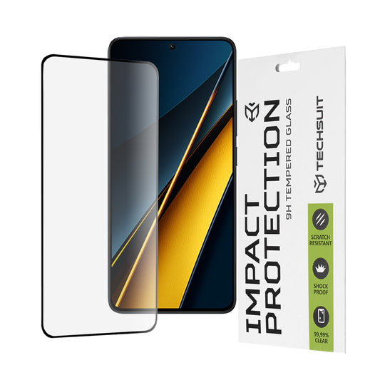 Ochranná fólia na displej Techsuit pre Xiaomi Poco X6 Pro, tvrdené sklo, plné lepidlo, 111D, čierna