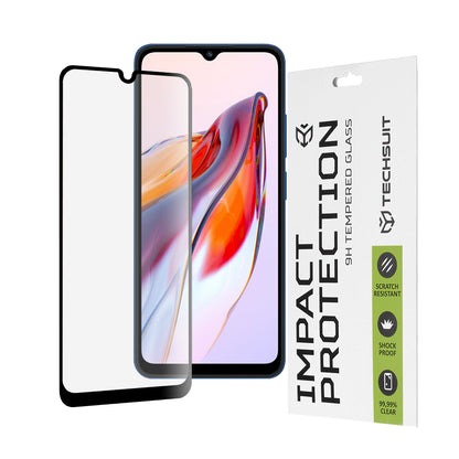 Ochranná fólia na displej Techsuit pre Xiaomi Redmi 12C / 10C / Poco C40, tvrdené sklo, Full Glue, 111D, čierna