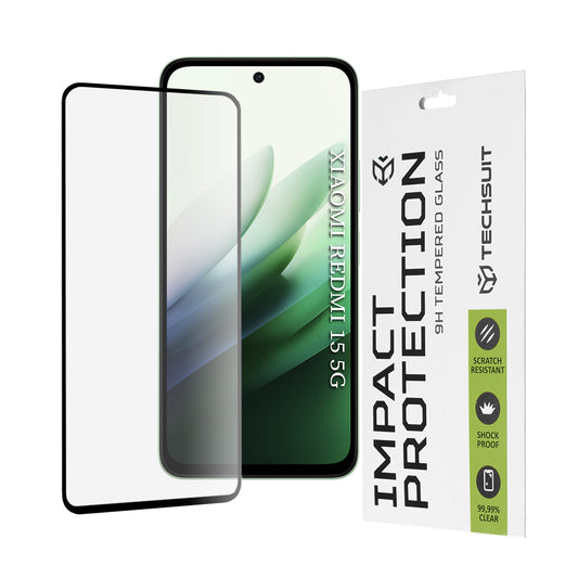 Ochranná fólia na displej Techsuit pre Xiaomi Redmi 15 5G / 15 4G, tvrdené sklo, Full Glue, 111D, čierna