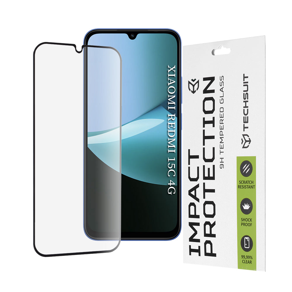 Techsuit Screen Protector Film for Xiaomi Redmi 15C 5G / 15C 4G, Tempered Glass, Full Glue, 111D, Black
