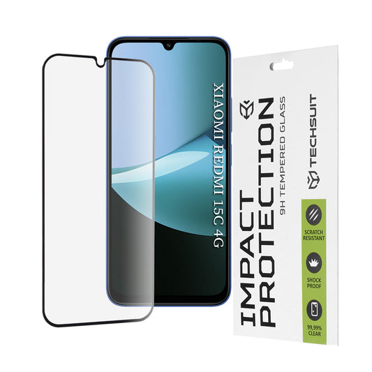 Ochranná fólia na displej Techsuit pre Xiaomi Redmi 15C 5G / 15C 4G, tvrdené sklo, Full Glue, 111D, čierna