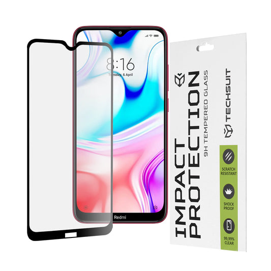 Ochranná fólia na displej Techsuit pre Xiaomi Redmi 8A / 8, tvrdené sklo, Full Glue, 111D, čierna