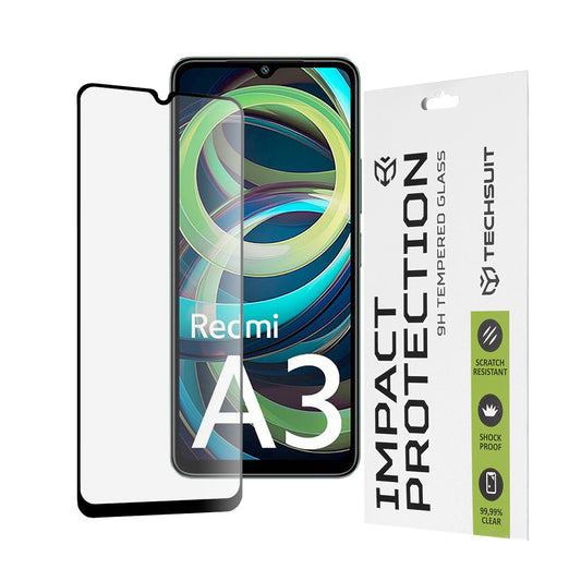 Ochranná fólia na displej Techsuit pre Xiaomi Redmi A3x / A3, tvrdené sklo, Full Glue, 111D, čierna