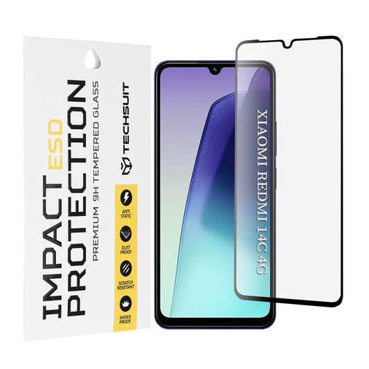 Ochranná fólia na displej Techsuit pre Xiaomi Redmi A5 4G (Regionálna) / 14C / Poco C75, tvrdené sklo, plné lepidlo, čierna