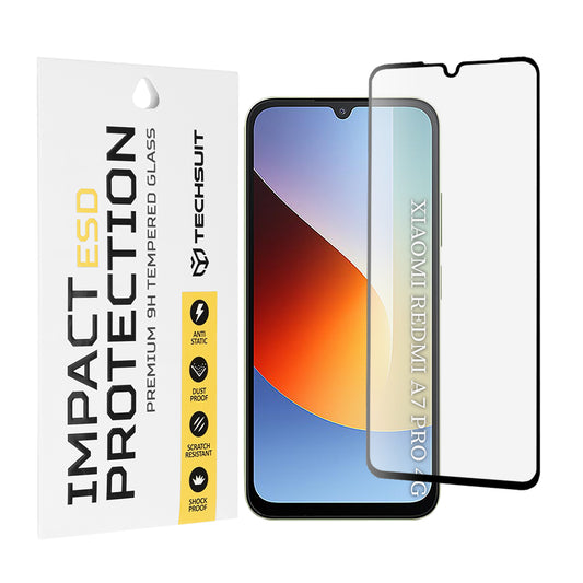 Ochranná fólia na displej Techsuit pre Xiaomi Redmi A7 Pro 4G, tvrdené sklo, plné lepidlo, čierna