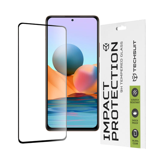Ochranná fólia na displej Techsuit pre Xiaomi Redmi Note 10 Pro Max / Note 10 Pro, tvrdené sklo, Full Glue, 111D, čierna