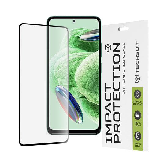 Ochranná fólia na displej Techsuit pre Xiaomi Redmi Note 12 4G / Poco X5 / Note 12 5G, tvrdené sklo, Full Glue, 111D, čierna