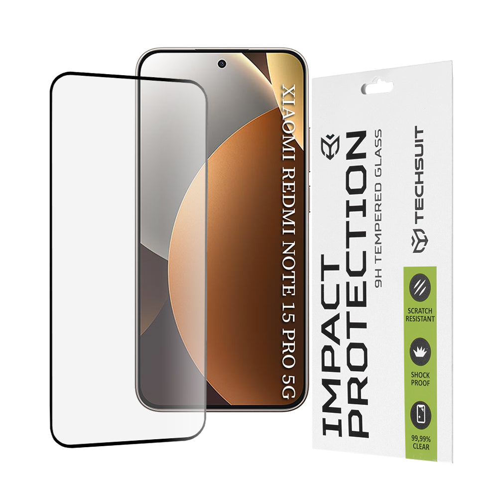 Ochranná fólia Techsuit na displej pre Xiaomi Redmi Note 15 Pro 5G, Tvrdené sklo, Full Glue, 111D, Čierna