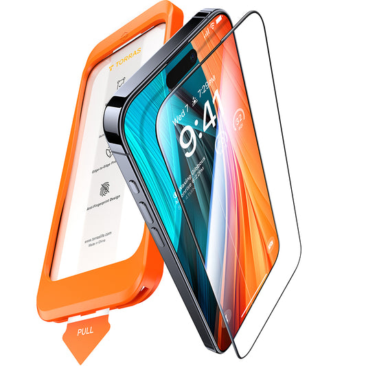 Ochranná fólia na displej Torras GlassGo Install Master pre Apple iPhone 16 Pro Max, tvrdené sklo, plné lepidlo, čierna