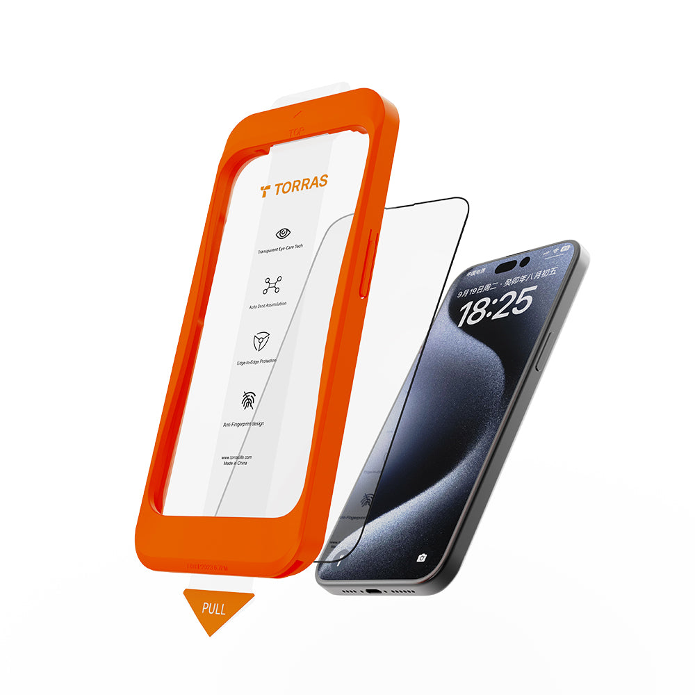 Ochranná fólia na displej Torras GlassGo Install Master pre Apple iPhone 16, Tvrdené sklo, Full Glue, Čierna