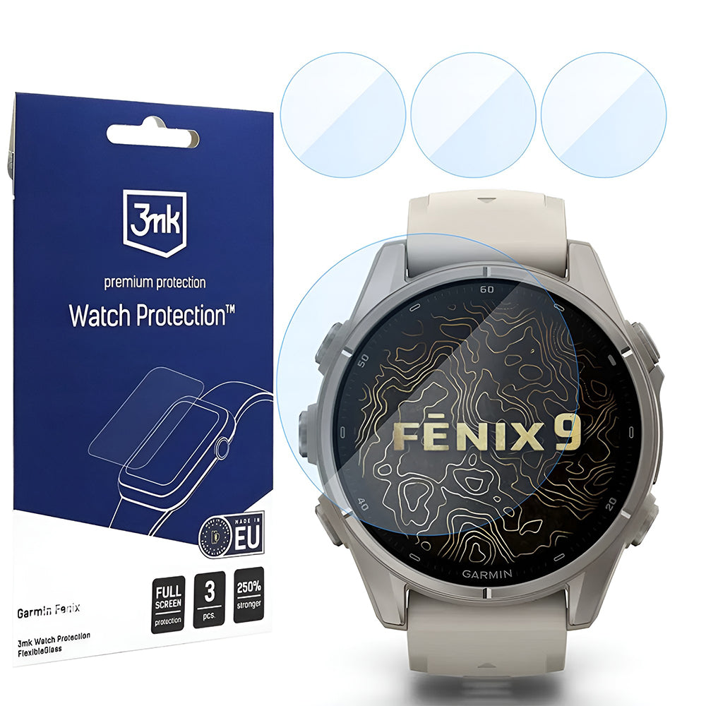 Ochranná fólia 3MK FlexibleGlass pre Garmin Fenix 9 43mm, Sada 3 kusov, Flexibilné sklo