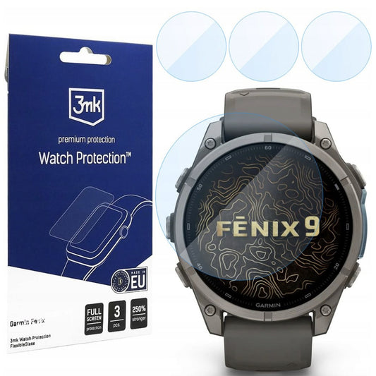 Ochranná fólia 3MK FlexibleGlass pre Garmin Fenix 9 47mm, Sada 3 kusov, Flexibilné sklo