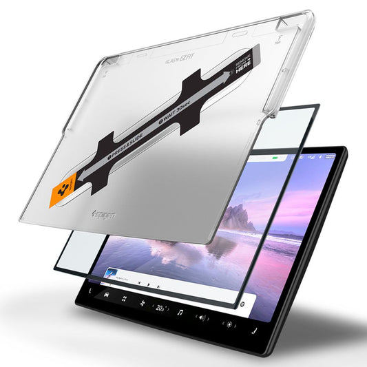 Ochranná fólia Spigen GlastR EZ FIT pre navigáciu Tesla X / S (2022 - 2021), Kalené sklo, Čierna AGL04688