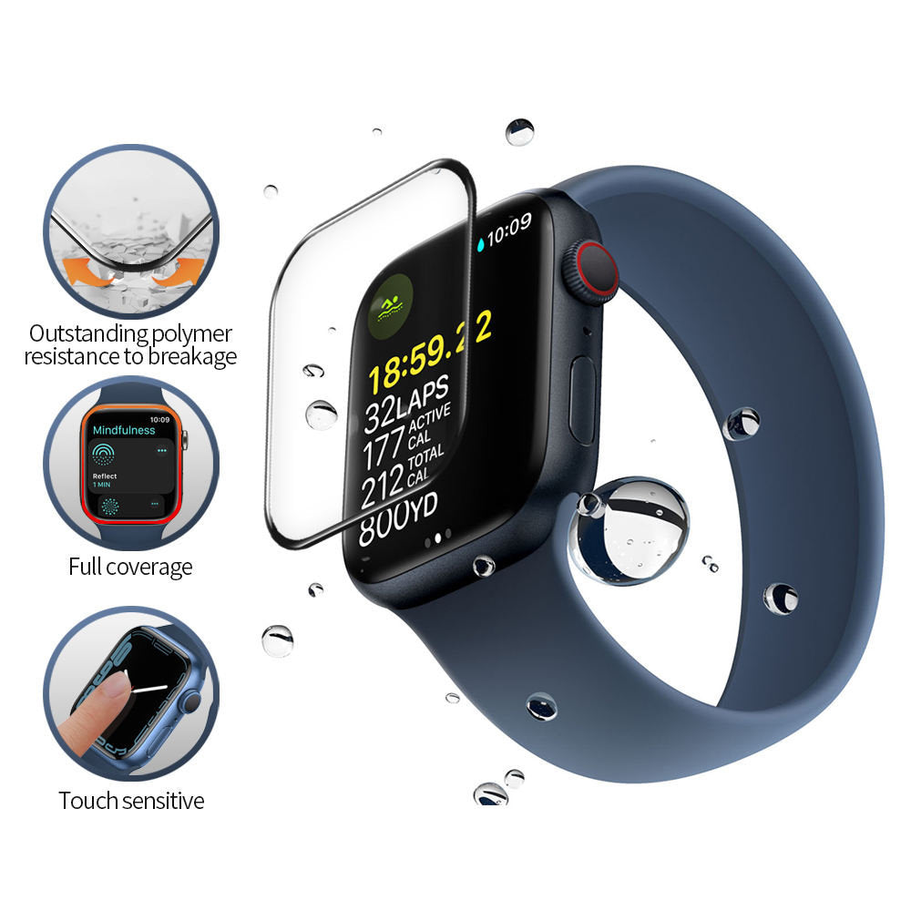 Ochranná fólia Blueo High Molecule pre Apple Watch 44mm Series, tvrdené sklo, čierna