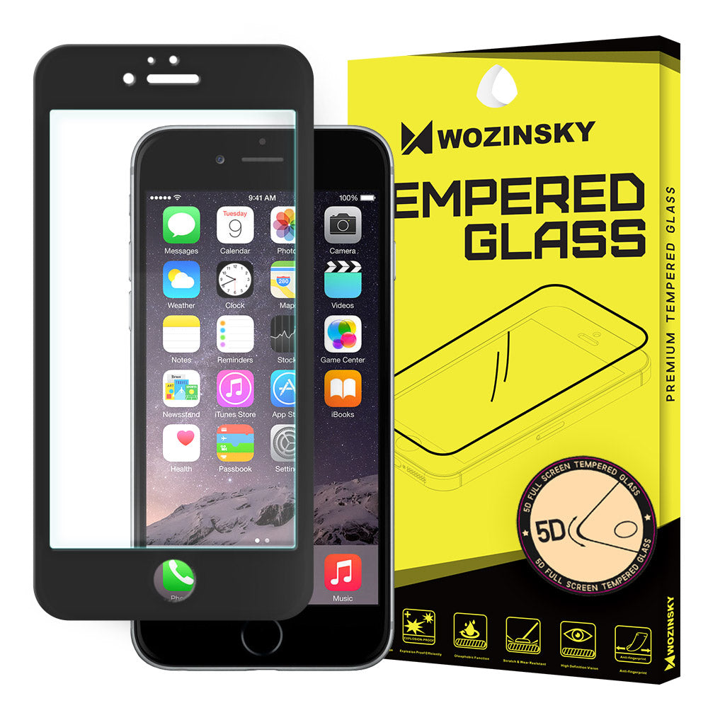 Ochranná fólia na displej WZK pre Apple iPhone SE (2022) / SE (2020) / 8, tvrdené sklo, plné lepidlo, 5D, čierna