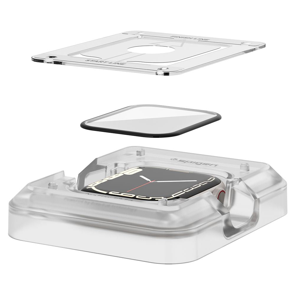 Ochranná fólia Spigen ProFlex EZ FIT pre Apple Watch 9 / 8 / 7 45mm Series, Sada 2 kusy, Flexibilné sklo, Čierna AFL04051