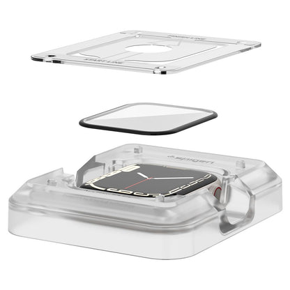 Ochranná fólia Spigen ProFlex EZ FIT pre Apple Watch 9 / 8 / 7 45mm Series, Sada 2 kusy, Flexibilné sklo, Čierna AFL04051