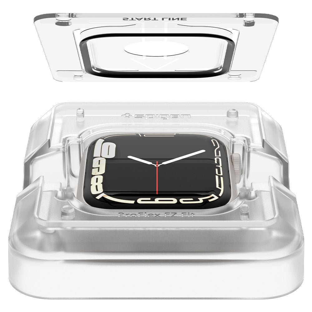 Ochranná fólia Spigen ProFlex EZ FIT pre Apple Watch 9 / 8 / 7 45mm Series, Sada 2 kusy, Flexibilné sklo, Čierna AFL04051