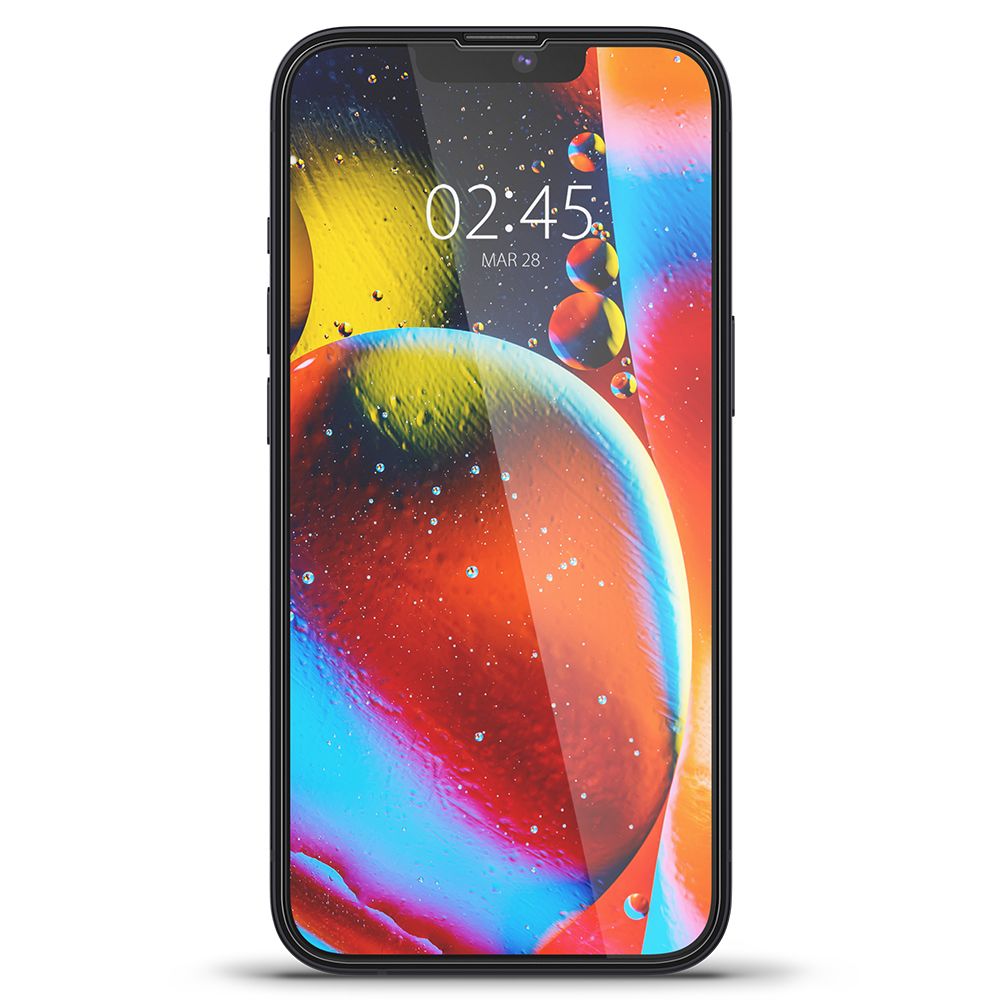 Ochranná fólia na displej Spigen GlastR Slim pre Apple iPhone 17e / 16e / 14 / 13 Pro, Tvrdené sklo, Full Glue, Čierna AGL03392