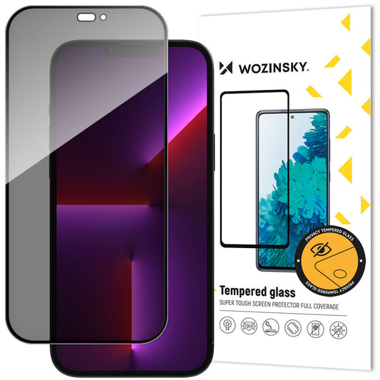 Ochranná fólia na displej Privacy WZK AntiSpy pre Apple iPhone 14 Pro Max, tvrdené sklo, celoplošné lepidlo