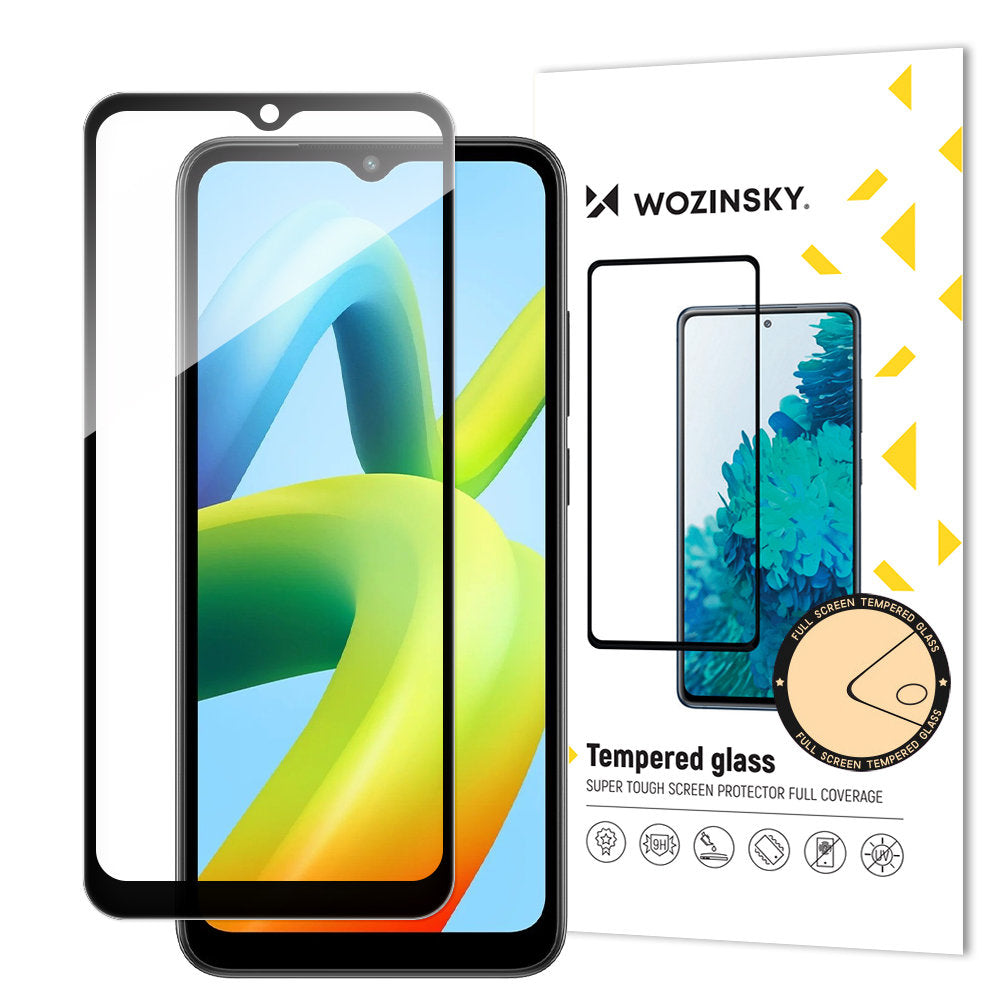 WZK Screen Protector for Xiaomi Redmi A2+ / A2 / A2 / A1+ / A1, Glass Shield, Full Glue, Black