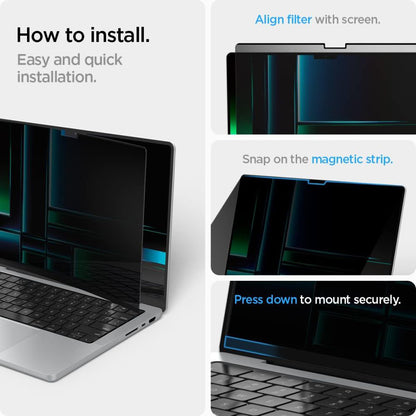 Spigen Safe View Magnetic Privacy Screen Protector for Apple MacBook Pro 14inch (2022) / (2024) / (2023) / (2021), Plastic AFL06158