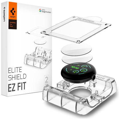 Ochranná fólia Spigen Elite Shield EZ FIT pre Google Pixel Watch 41mm Series, Sada 2 kusov, Tvrdené sklo, Priehľadná AFL08524