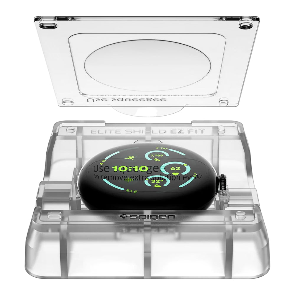 Ochranná fólia Spigen Elite Shield EZ FIT pre Google Pixel Watch 41mm Series, Sada 2 kusov, Tvrdené sklo, Priehľadná AFL08524