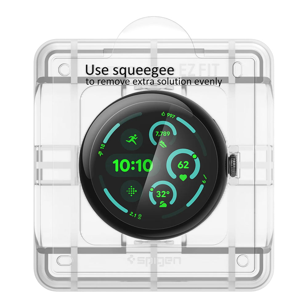 Ochranná fólia Spigen Elite Shield EZ FIT pre Google Pixel Watch 41mm Series, Sada 2 kusov, Tvrdené sklo, Priehľadná AFL08524
