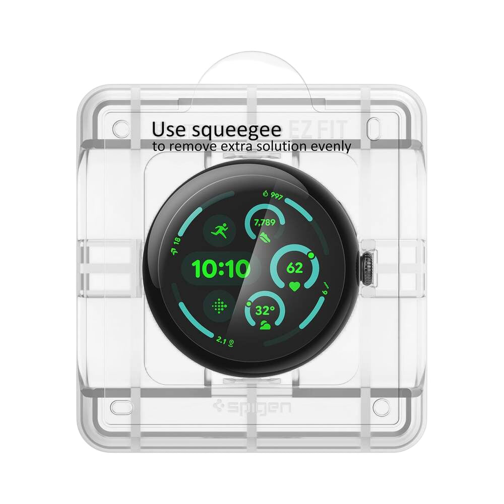 Ochranná fólia Spigen Elite Shield EZ FIT pre Google Pixel Watch 45mm Series, Sada 2 kusov, Tvrdené sklo, Priehľadná AFL08525