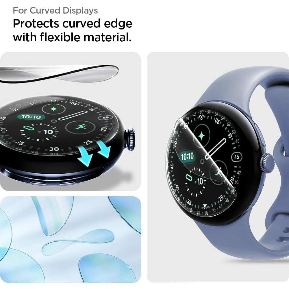 Ochranná fólia Spigen Elite Shield EZ FIT pre Google Pixel Watch 45mm Series, Sada 2 kusov, Tvrdené sklo, Priehľadná AFL08525