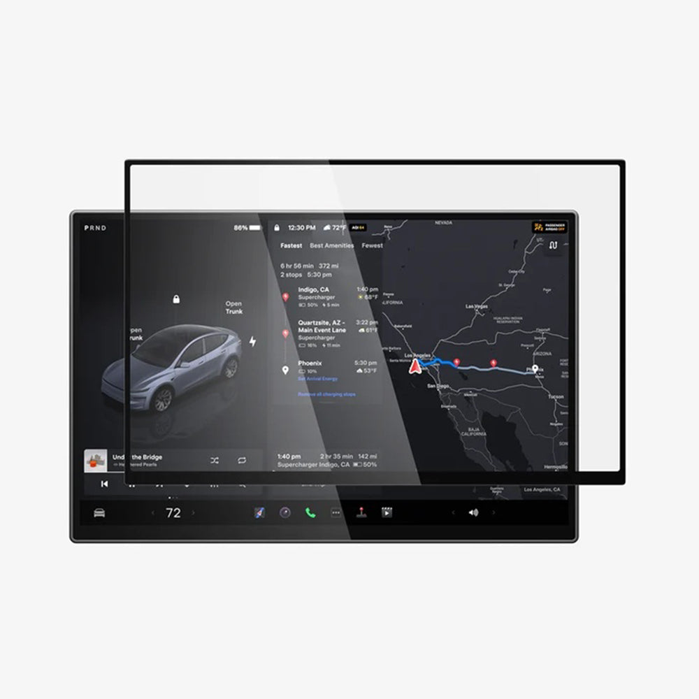 Ochranná fólia Spigen GlastR EZ FIT pre navigáciu Tesla Y 2026 Premium / Performance, tvrdené sklo AGL10820