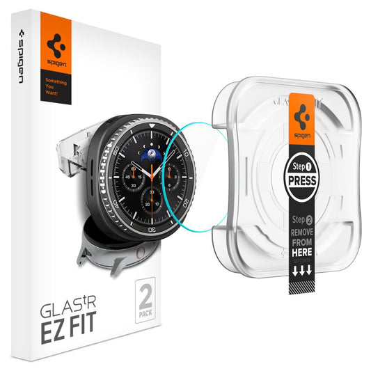 Ochranná fólia Spigen GlastR EZ FIT pre Samsung Galaxy Watch8 Classic, Sada 2 kusy, Tvrdené sklo AGL09877