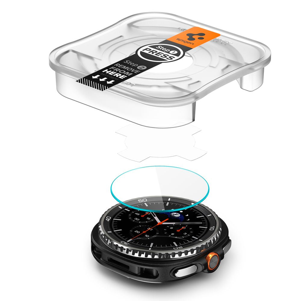 Ochranná fólia Spigen GlastR EZ FIT pre Samsung Galaxy Watch8 Classic, Sada 2 kusy, Tvrdené sklo AGL09877