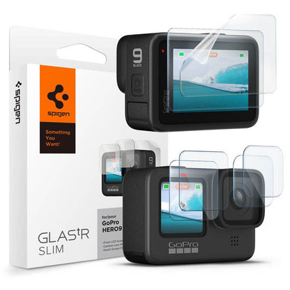 Ochranná fólia na obrazovku a objektív Spigen GlastR Slim pre GoPro Hero 12 / 9 / 10 / 11, Kalené sklo, Sada 6 kusov AGL03045