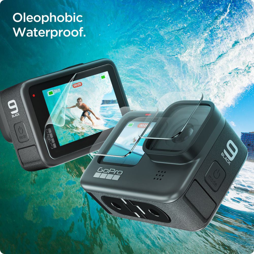 Ochranná fólia na obrazovku a objektív Spigen GlastR Slim pre GoPro Hero 12 / 9 / 10 / 11, Kalené sklo, Sada 6 kusov AGL03045