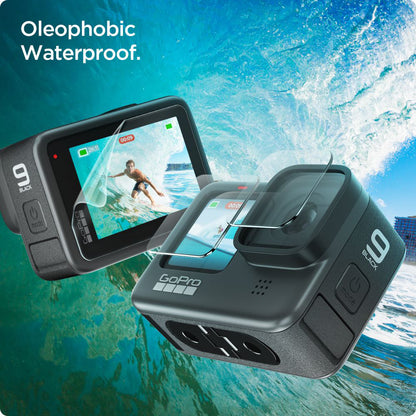 Ochranná fólia na obrazovku a objektív Spigen GlastR Slim pre GoPro Hero 12 / 9 / 10 / 11, Kalené sklo, Sada 6 kusov AGL03045