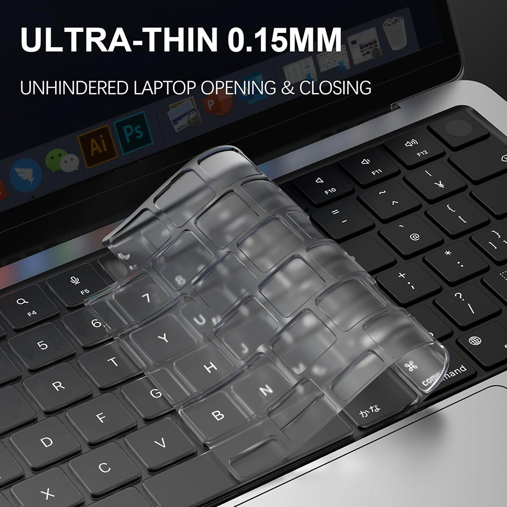 Techsuit PureTypeX Keyboard Protection Case for Apple MacBook Pro 14 (2021 - 2024) / Air 13 (2022 - 2025) / Air 15 (2022 - 2025), Transparent