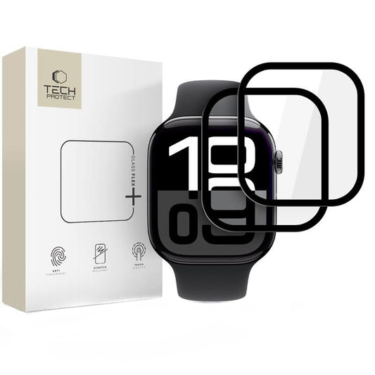 Ochranná fólia Tech-Protect Flex+ pre Apple Watch 46mm Series, Sada 2 kusy, Flexibilné sklo, Čierna