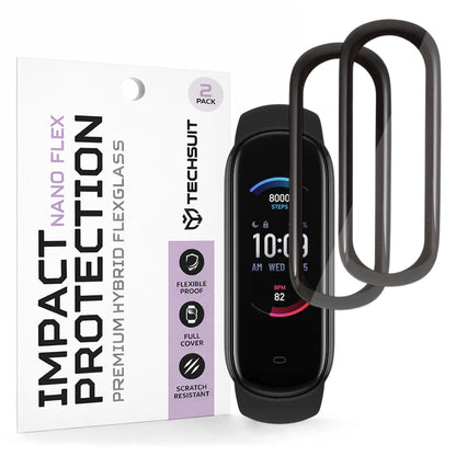 Fólia na ochranu Techsuit Nano Flex pre Amazfit Band 5, Sada 2 kusy, Plast, Čierna