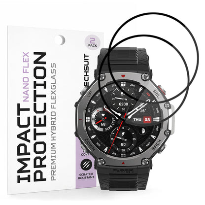 Ochranná fólia Techsuit Nano Flex pre Amazfit T-Rex 3, Sada 2 kusy, Plast, Čierna