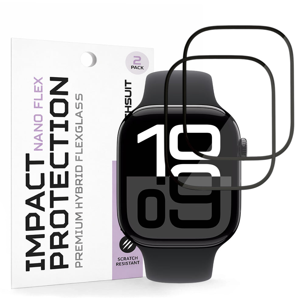 Fólia na ochranu Techsuit Nano Flex pre Apple Watch Series 10 / 11 46mm, Sada 2 kusy, Plastová, Čierna