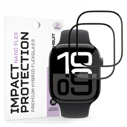 Fólia na ochranu Techsuit Nano Flex pre Apple Watch Series 10 / 11 46mm, Sada 2 kusy, Plastová, Čierna