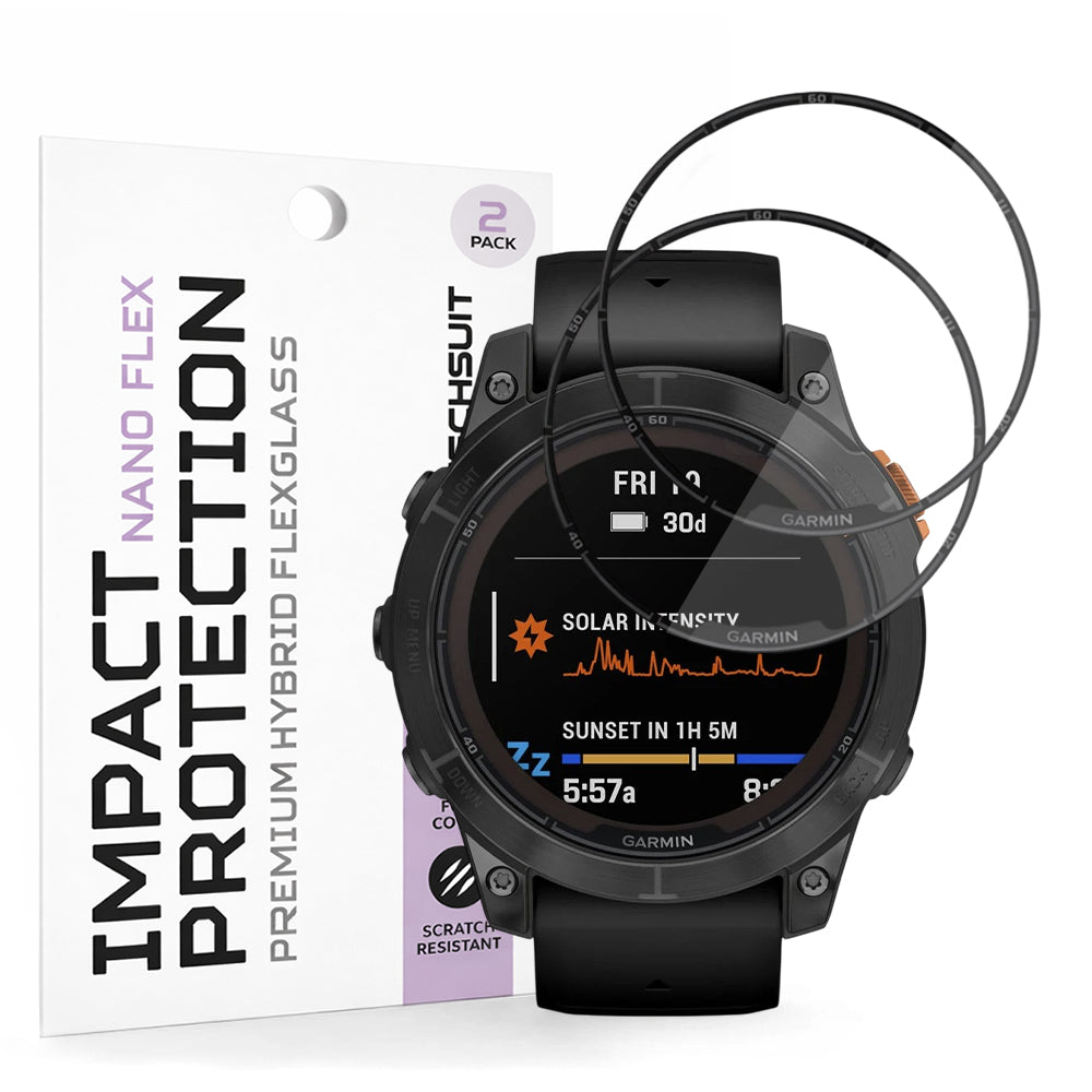Fólia na ochranu Techsuit Nano Flex pre Garmin Fenix 7 Pro Solar, Sada 2 kusy, Plastová, Čierna