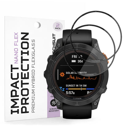 Fólia na ochranu Techsuit Nano Flex pre Garmin Fenix 7 Pro Solar, Sada 2 kusy, Plastová, Čierna