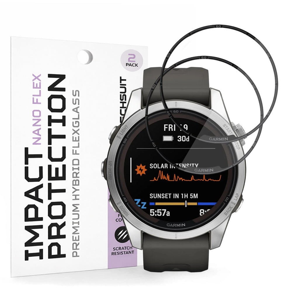 Ochranná fólia Techsuit Nano Flex pre Garmin Fenix 7S Pro Solar, Sada 2 kusy, Plast, Čierna
