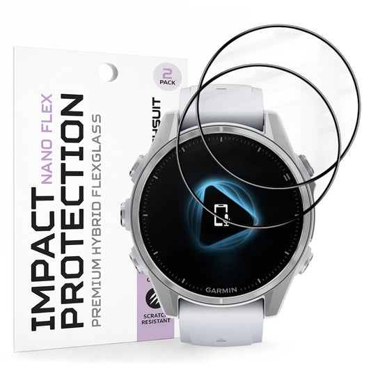Fólia na ochranu Techsuit Nano Flex pre Garmin Fenix 8 43mm, Sada 2 kusy, Plast, Čierna