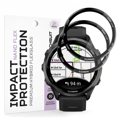 Ochranná fólia Techsuit Nano Flex pre Garmin Forerunner 570 47mm / 970, Sada 2 kusy, Plastová, Čierna