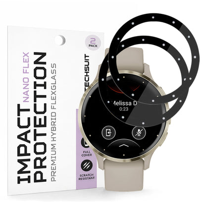 Ochranná fólia Techsuit Nano Flex pre Garmin Venu 3S, Sada 2 kusy, Plastová, Čierna